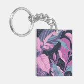 Pastel-Blätter auf dunklem Hintergrund Schlüsselanhänger (Vorderseite links)