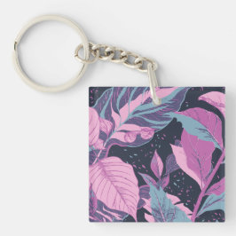 Pastel-Blätter auf dunklem Hintergrund Schlüsselanhänger