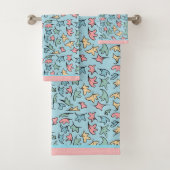 Pastel Blätter Blau Badhandtuch Set (Insitu)