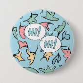 Pastel Blätter Blau Button (Vorderseite)