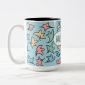 Pastel Blätter Blau Zweifarbige Tasse (Links)