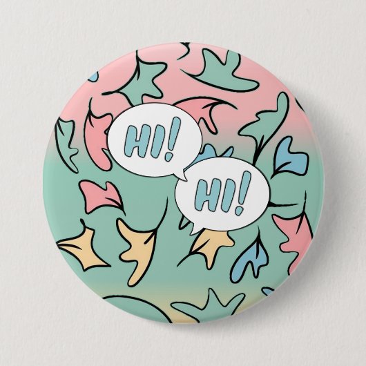 Pastel Blätter farbenfroh Button (Vorderseite)