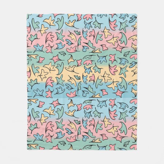 Pastel Blätter farbenfroh Fleecedecke (Vorderseite)