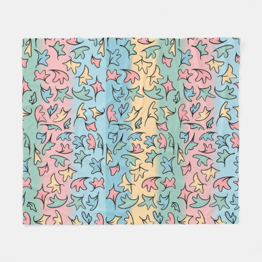 Pastel Blätter farbenfroh Fleecedecke (Vorderseite (Horizontal))