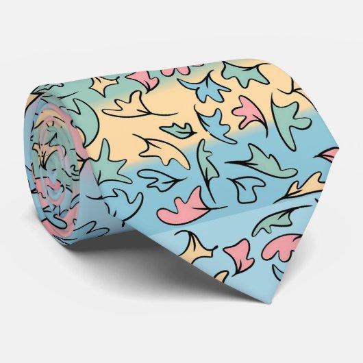 Pastel Blätter farbenfroh Krawatte (Gerollt)