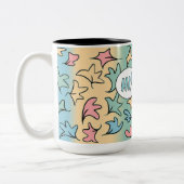 Pastel Blätter farbenfroh Zweifarbige Tasse (Links)