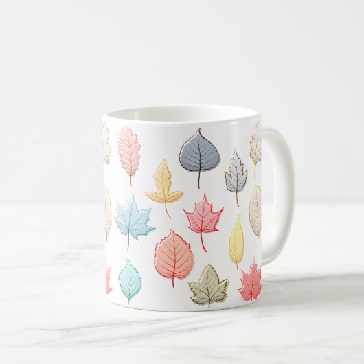Pastel-Blätter Kaffeetasse (VorderseiteRechts)