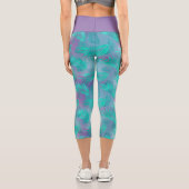 Pastel Blätter Leggings, weiche botanische Yoga-Pf Capri Leggings (Rückseite)