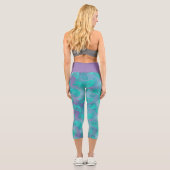 Pastel Blätter Leggings, weiche botanische Yoga-Pf Capri Leggings (Rückseite)