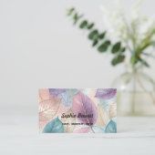 Pastel-Blätter Visitenkarte (Stehend Vorderseite)