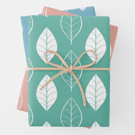 Pastel Blätter Wrapping Paper Set (Beispiel)