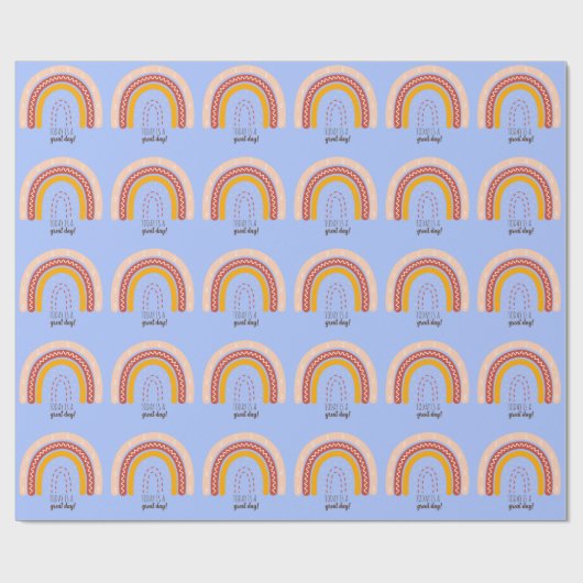 PASTEL BLAU AFFIRMATION QUOTE BOHO RAINBOW GESCHENKPAPIER (Flach)