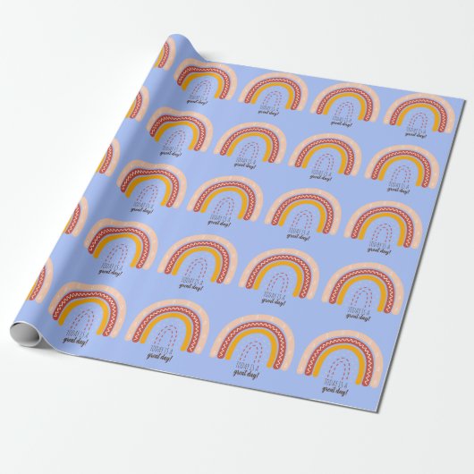 PASTEL BLAU AFFIRMATION QUOTE BOHO RAINBOW GESCHENKPAPIER (Ungerollt)