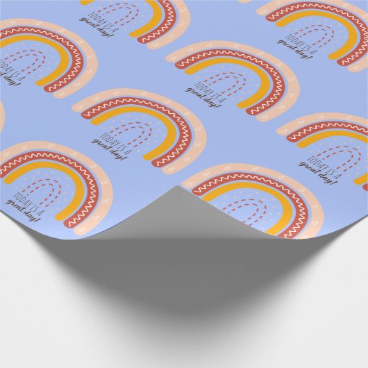 PASTEL BLAU AFFIRMATION QUOTE BOHO RAINBOW GESCHENKPAPIER (Ecke)