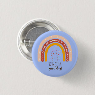 PASTEL BLAU AFFIRMATION QUOTE BOHO RAINBOW METAL BUTTON