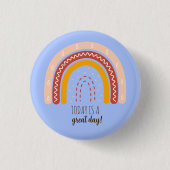 PASTEL BLAU AFFIRMATION QUOTE BOHO RAINBOW METAL BUTTON (Vorderseite)