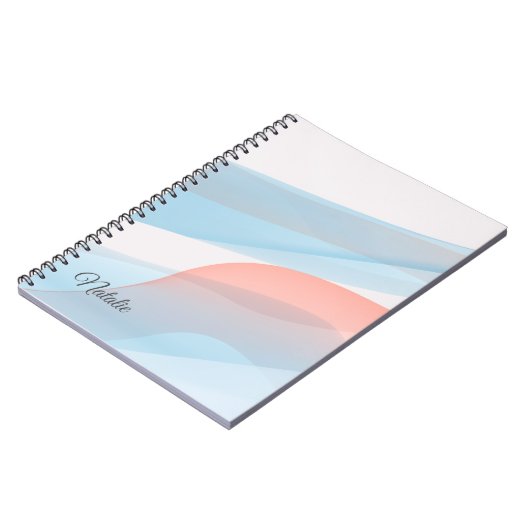 Pastel blau minimaler Name Spiral Foto Notebook Notizblock (Linke Seite)