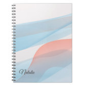 Pastel blau minimaler Name Spiral Foto Notebook Notizblock (Vorderseite)