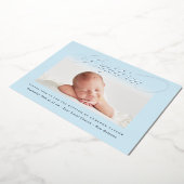 Pastel Blau subtile Kreuz ein Foto Taufe Silber Folieneinladung (Gedreht)