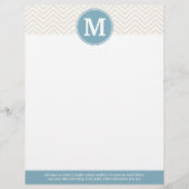 Pastel Blau und Linen Chevrons Custom Monogram Briefkopf (Vorderseite)