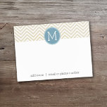 Pastel Blau und Linen Chevrons Custom Monogram Post-it Klebezettel<br><div class="desc">Ein trendiges,  geometrisches Muster in neutralen,  subtilen Farben.</div>