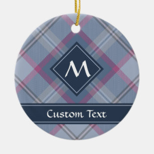 Pastel Blau und Rosa Tartan Keramik Ornament