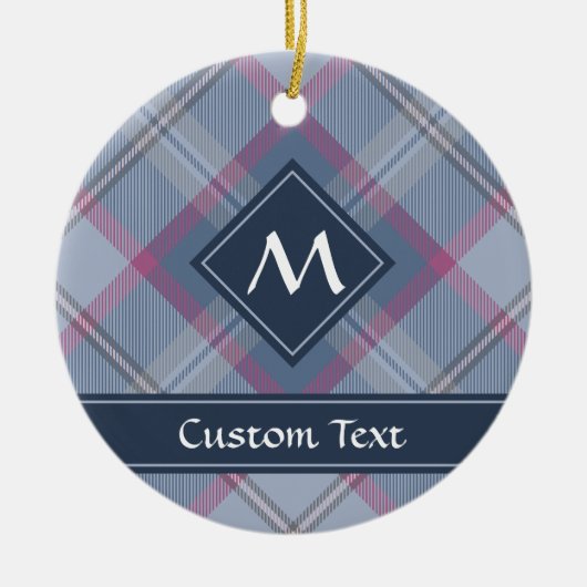 Pastel Blau und Rosa Tartan Keramik Ornament (Vorne)