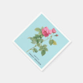 Pastel Blau und Rosa Vintag Botanisch Serviette (Ecke)