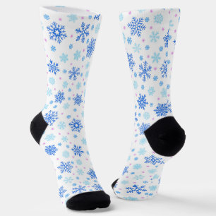 Pastel Blau und Weiße Schneeflocken Elegant Stilvo Socken