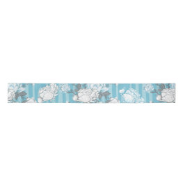 PASTEL BLAU & WEISS BLUME SATINBAND