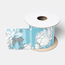 PASTEL BLAU & WEISS BLUME SATINBAND