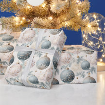 Pastel Blau & Weiße Weihnachtsbaumdekorationen