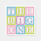 Pastel Block Letter Big One First Birthday Party Serviette (Vorderseite)