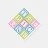 Pastel Block Letter Big One First Birthday Party Serviette (Ecke)
