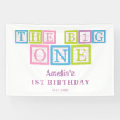 Pastel Block Letters The Big One First Birthday Banner (Horizontal)