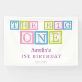 Pastel Block Letters The Big One First Birthday  Banner