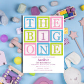Pastel Block Letters The Big One Girl’s  Einladung