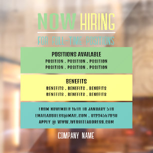 Pastel Blocks Job Vacancy Rekrutierung Werbung Fensteraufkleber