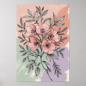 Pastel Bloom Botanical Print - HandGezeichnet Blüt Poster (Vorne)