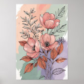 Pastel Bloom Botanische Schrift - HandGezeichnet B Poster (Vorne)