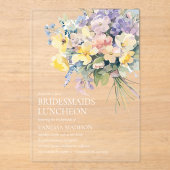 Pastel Bloom Bouquet Bridesmaids Luncheon Chic Acryleinladungen (Vorderseite)