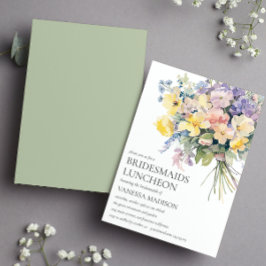 Pastel Bloom Bouquet Bridesmaids Luncheon Wedding Einladung