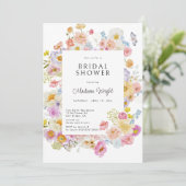 Pastel Bloom Floral Brautparty Einladung (Stehend Vorderseite)