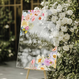 Pastel Bloom Floral Wedding Willkommen Acrylschild