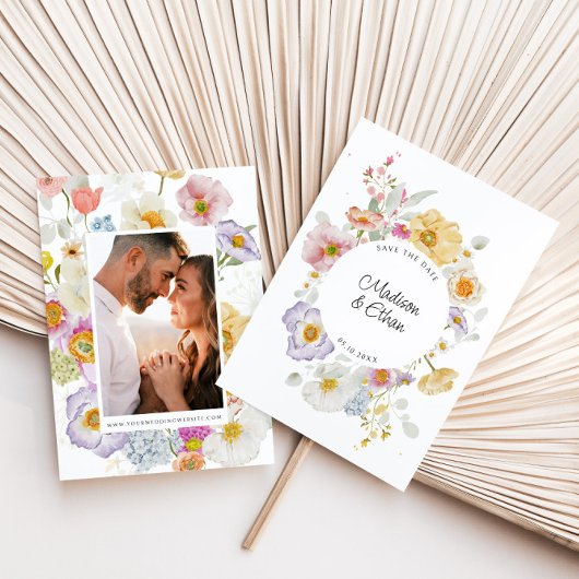 Pastel Bloom Floral Wreath Wedding Save The Date