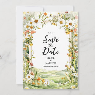 Pastel Bloom Wildblume Hochzeit Save The Date