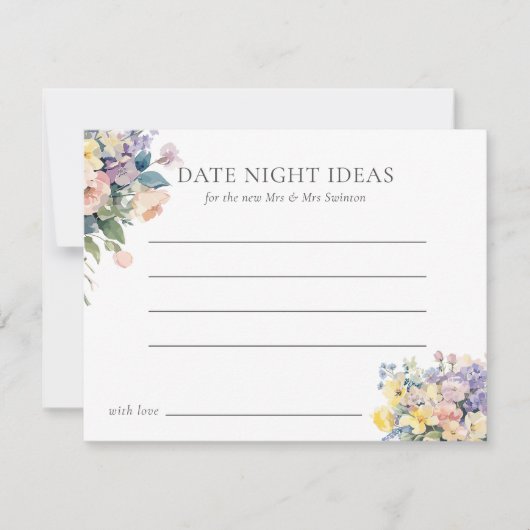 PASTEL BLOOMING BLUME BRAUTPARTY DATUM NACHT EINLADUNG (Vorderseite)