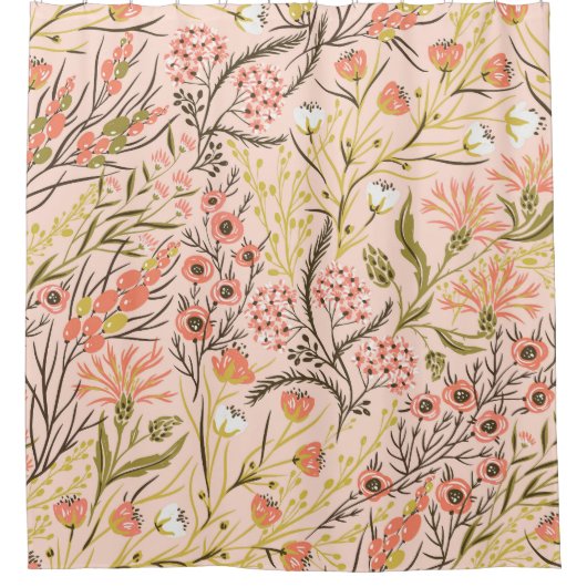 Pastel Blooming Blume Vintages Muster Duschvorhang (Vorderseite)