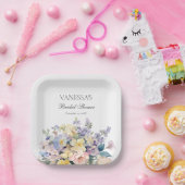 PASTEL BLOOMING WILDBLUMEN BRIDAL MONOGRAM PAPPTELLER (Party)