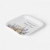 PASTEL BLOOMING WILDBLUMEN BRIDAL MONOGRAM PAPPTELLER (Gewinkelt)